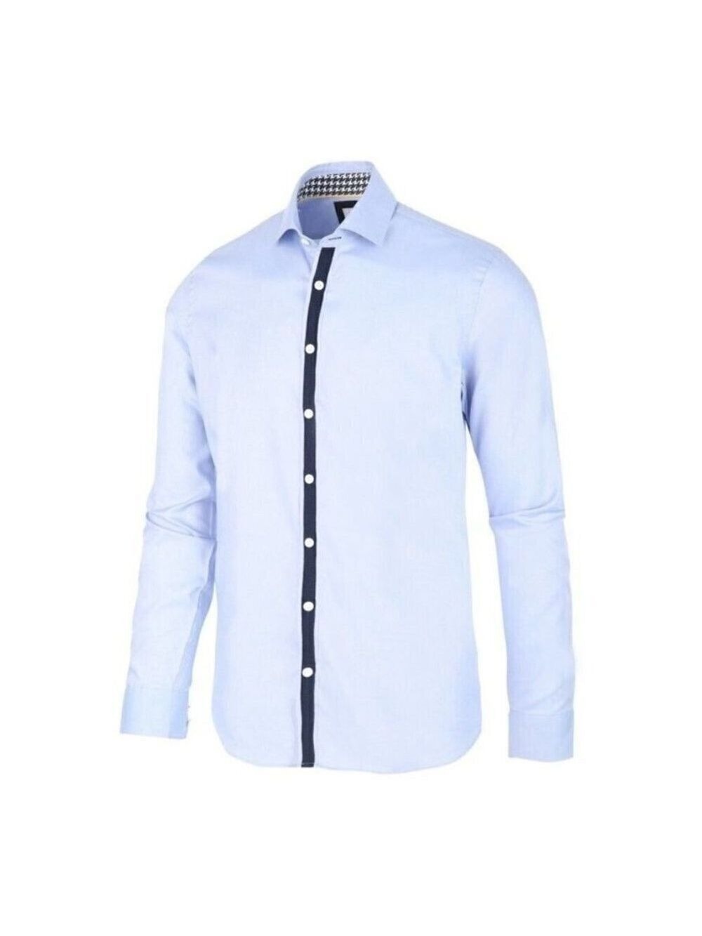 BLUE Industry Button Down Shirt Sz 39 Blue with Contrast Trim Down Front